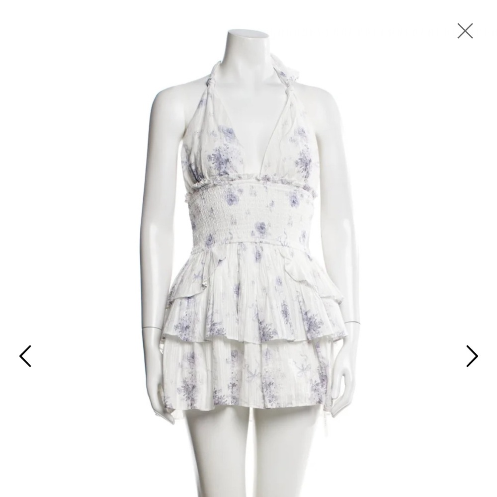 Loveshackfancy White Floral Tiered Mini Skirt